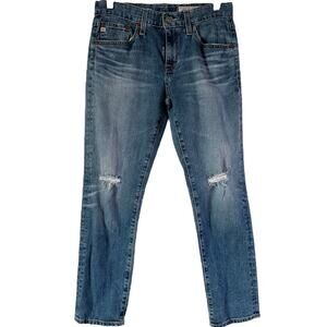 Adriano Goldschmied Ex Boyfriend Slouchy Slim Jeans Ripped Medium Wash 26x28